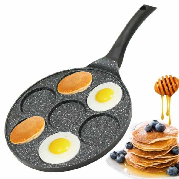 Amalindo Pancake Pfanne Ø26cm, Spiegeleipfanne für 7 Eier | Pancakepfanne Antihaft-Beschichtung | Pfannkuchenpfanne geeignet für alle Herdarten