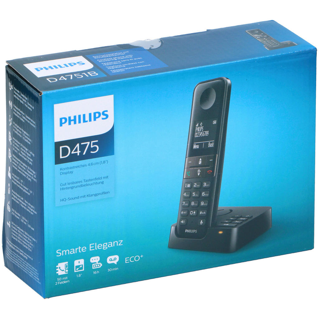 Philips Telefon D4751B/01 schwarz