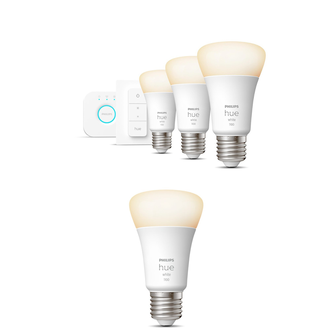 Philips Hue White E27 Bluetooth Starter Kit + White E27 Bluetooth Lampe