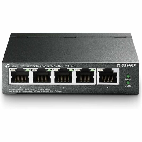 PoE Switches für einfache Handhabung 5-Port-10/100/1000Mbit/-s-Desktop-Switch mit 4 PoE-Ports TL-SG1005P Power over Ethernet 4 der 5 Autoabstimmungs-RJ45-Ports (Port 1 bis 4) des Switches unterstützen Power over Ethernet (PoE). Diese PoE-Ports können PoE-kompatible Netzwerkgeräte automatisch erkennen und IEEE802.3af-Powered-Devices (PDs) mit Strom versorgen. Der elektrische Strom wird dabei zusammen mit den Daten über ein einziges Kabel transportiert. Produktabmessungen: 9