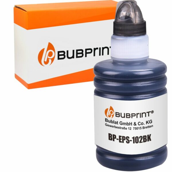 Bubprint Tintentank kompatibel für Epson 102 EcoTank ET-2700 ET-2750 ET-2751 ET-2756 ET-3700 ET-3750 ET-4750 WorkForce ST-2000 ST-3000 ST-4000 Tintenflasche Schwarz