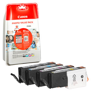 Canon CLI-581XL BK/C/M/Y  schwarz, cyan, magenta, gelb Druckerpatronen + Fotopapier, 4er-Set