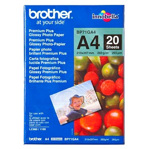 Drucken Sie Ihre Fotos mit größtem Erfolg und tollen Ergebnissen – hierfür sorgt das brother Fotopapier BP71GA4 DIN A4 glänzend 260 g/qm 20 BlattHier erhalten Sie alle relevanten Details zum brother Fotopapier BP71GA4 DIN A4 glänzend 260 g/qm 20 Blatt!Erfahren Sie mehr zum Format und PapiergewichtDas Format entspricht DIN A4. Ausgezeichnet für Ihre Lieblingsbilder! Um außerdem eine ungefähre Einschätzung zur Dicke und Stabilität zu erhalten