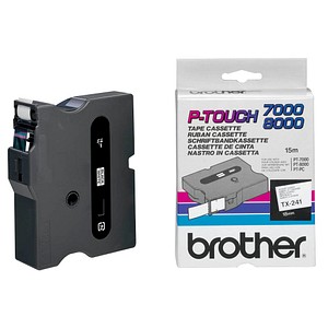 brother Schriftband TX TX-241 TX241, 18 mm schwarz auf weiß