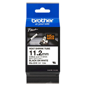 brother Schrumpfschlauch HSe-231E HSE231E, 11,2 mm schwarz auf weiß