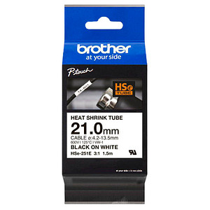 brother Schrumpfschlauch HSe-251E HSE251E, 21 mm schwarz auf weiß