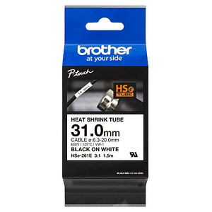 brother Schrumpfschlauch HSe-261E HSE261E, 31 mm schwarz auf weiß