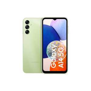 Smarte Technologie für die Hosentasche – das SAMSUNG Galaxy A14 5G Dual-SIM-Smartphone grün 64 GBDas SAMSUNG Galaxy A14 5G Dual-SIM-Smartphone grün 64 GB kann mit vielen nützlichen Ausstattungsmerkmalen punkten – der ausdauernde Akku ist nur eines davon. Im Folgenden erfahren Sie mehr über das Gerät.Hier erhalten Sie einen ersten Eindruck der Eigenschaften:Dual-SIMFingerabdruckscannerSchnelladenSpeicherkartensteckplatzspritzwassergeschütztWie sieht es mit der Speicherkapazität und dem Prozessor aus?Im Inneren des Geräts arbeitet der leistungsstarke Achtkern-Prozessor MediaTek Dimensity 700 mit 2