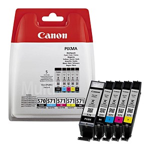 Canon PGI-570 PGBK + CLI-571 BK/C/M/Y  2x schwarz, cyan, magenta, gelb Druckerpatronen, 5er-Set