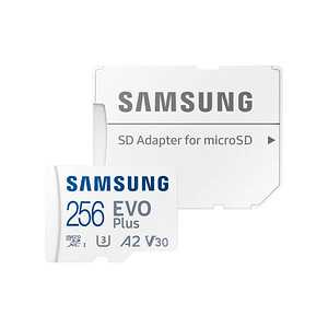 Die SAMSUNG microSD EVO PLUS Speicherkarte: große Speicherkapazität und hohe Geschwindigkeit beim DatentransferDas kleine Speicherkarten-Format wurde speziell für Smartphones entwickelt. Der Vorteil ist