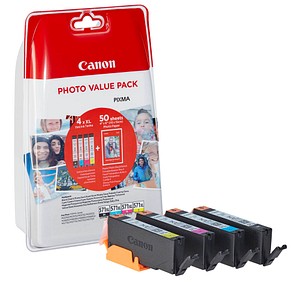 Canon CLI-571 XL C/M/Y/BK  schwarz, cyan, magenta, gelb Druckerpatronen + Fotopapier