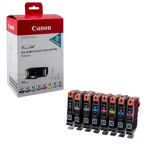 Canon CLI-42 BK/C/M/Y/PC/PM/GY/LGY  schwarz, cyan, magenta, gelb, Foto cyan, Foto magenta Druckerpatronen, 8er-Set