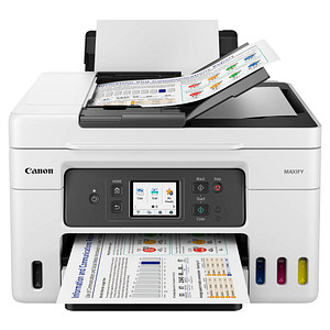 Was hat der Canon MAXIFY GX4050 4 in 1 Tintenstrahl-Multifunktionsdrucker grau zu bieten?Der Canon MAXIFY GX4050 4 in 1 Tintenstrahl-Multifunktionsdrucker grau präsentiert sich im Büro als echter Tausendsassa