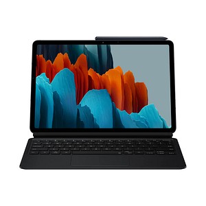 Noch mehr Komfort beim Tippen: die SAMSUNG Book Cover Keyboard Tablet-Tastatur schwarz geeignet für SAMSUNG Galaxy Tab S7Docken Sie die SAMSUNG Book Cover Keyboard Tablet-Tastatur schwarz geeignet für SAMSUNG Galaxy Tab S7 ganz einfach an Ihr Gerät an und Sie können anstatt per "Touch" mit physischen Tasten schreiben. So lässt es sich nicht nur komfortabler