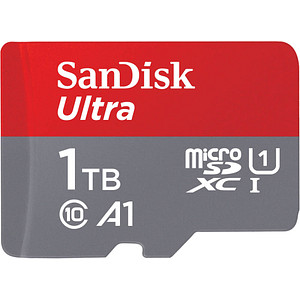 Leistungsstarker Speicherplatz – SanDisk microSDXC Ultra SpeicherkarteMit der SanDisk microSDXC Ultra holen Sie sich die Leistungsklasse A1 der Speicherkarten zu sich nach Hause. Mit ganzen 150 MB/Sek. Lesegeschwindigkeit und UHS-I Geschwindigkeitsstandard ist sie die ideale Wahl