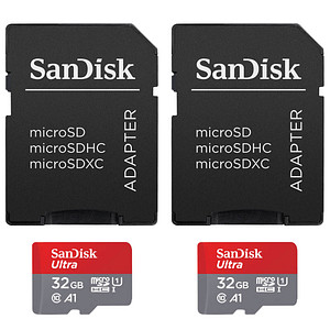 2 SanDisk Speicherkarten microSDHC Ultra 32 GB