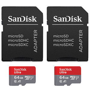 2 SanDisk Speicherkarten microSDXC Ultra 64 GB