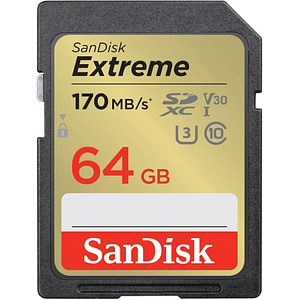 SanDisk Speicherkarte SDXC-Card Extreme: hohe Speicher- und Lesegeschwindigkeit für anspruchsvolle AnwenderMit der SanDisk Speicherkarte SDXC-Card Extreme nehmen Sie zuverlässig viele Fotos und Full HD- Videos auf und übertragen diese auch besonders schnell auf Ihren Computer. Die Speicherkarte mit den Maßen 24