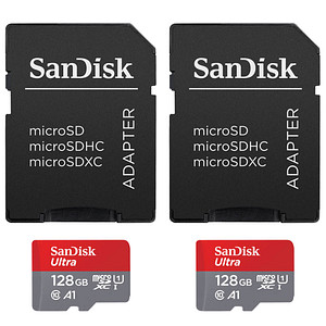 2 SanDisk Speicherkarten microSDXC Ultra 128 GB