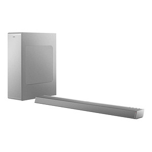 Die PHILIPS TAB6405/10 Soundbar silber schafft eine erstklassige KlangqualitätMit der PHILIPS TAB6405/10 Soundbar silber sparen Sie in kleinen Wohnzimmern jede Menge Platz und kommen im Nu zu einem beeindruckenden Klanggenuss