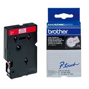 brother Schriftband TC-292 TC292, 9 mm rot auf weiß