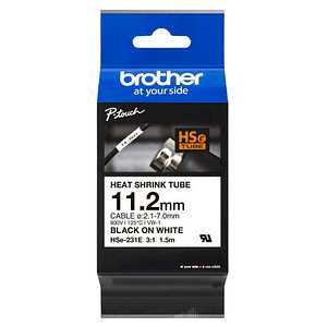 brother Schrumpfschlauch HSe-231E HSE231E, 11,2 mm schwarz auf weiß