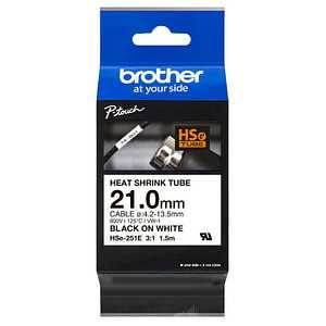 brother Schrumpfschlauch HSe-251E HSE251E, 21 mm schwarz auf weiß