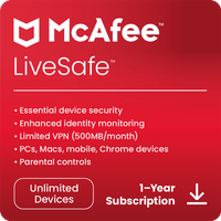 McAfee LiveSafe – Unbegrenzte Anzahl von Geräten – 1-Jahres-Abonnement