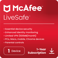 McAfee LiveSafe – 1 Gerät – 1-Jahres-Abonnement