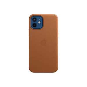 Apple Leder Case Handy-Cover für Apple iPhone 12, iPhone 12 Pro sattelbraun