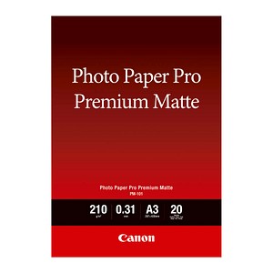 Das Canon Fotopapier PM-101 DIN A3 matt 210 g/qm 20 Blatt sorgt für erstklassige Fotodrucke in hoher QualitätDas Canon Fotopapier PM-101 DIN A3 matt 210 g/qm 20 Blatt ist besonders gut geeignet für professionelle Ausdrucke mit einem hohen Fotoanteil. Erste Informationen erhalten Sie  hier:DIN A3 210 g/qmMatte OberflächeBedruckbar mit InkJetgeeignet für DruckerAlles zum Format und PapiergewichtDie Seiten erhalten Sie im Format DIN A3. Somit steht dem Druck Ihrer Fotos nichts mehr im Wege! Das Papiergewicht liegt weiter bei 210 g/qm. Mit diesem Wert erhalten Sie eine ungefähre Einschätzung zur Dicke und Stabilität. Das Canon Fotopapier PM-101 DIN A3 matt 210 g/qm 20 Blatt kann als Karton eingruppiert werden.In welchen Bereichen Sie den Artikel nutzen können