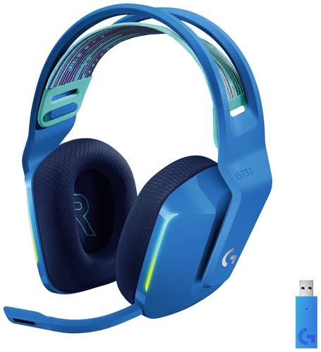 Logitech Gaming G733 LIGHTSPEED Gaming On Ear Headset Funk 7.1 Surround Blau Lautstärkeregelung