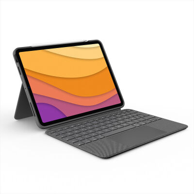 Logitech Combo Touch für Ipad Air (4. und 5. Generation – 2020, 2022), Case mit Tastatur und Touchpad, QWERTZ Layout, grau