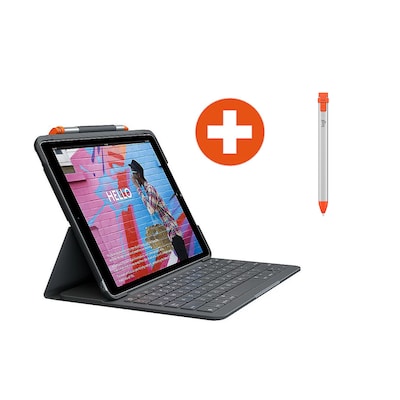 Logitech Slim Folio Hülle und Tastatur + Logitech Crayon für iPads 10,2″