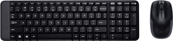 Logitech MK220. Tastatur Formfaktor: Standard, Tastatur-Stil: Gerade, Übertragungstechnik: Kabellos, Geräteschnittstelle: RF Wireless, Empfohlene Benutzung: Büro. Produktfarbe: Schwarz. Maus enthalten (920-007895)