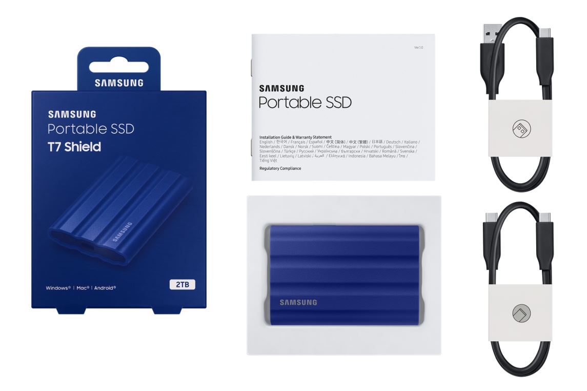 Kurzinfo: Samsung T7 Shield MU-PE2T0R - SSD - verschlüsselt - 2 TB - extern (tragbar) - USB 3.2 Gen 2 (USB-C Steckverbinder) - 256-Bit-AES - Blau Gruppe Festplatten Hersteller Samsung Hersteller Art. Nr. MU-PE2T0R/EU Modell T7 Shield MU-PE2T0R EAN/UPC 8806092968486 Produktbeschreibung: Samsung T7 Shield MU-PE2T0R - SSD - 2 TB - USB 3.2 Gen 2 Typ Solid State Drive - extern (tragbar) Kapazität 2 TB Hardwareverschlüsselung Ja Verschlüsselungsalgorithmus 256-Bit-AES Schnittstelle USB 3.2 Gen 2 - USB-C Datenübertragungsrate 10