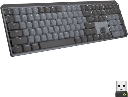 Logitech Master Series MX Mechanical – Tastatur – hinterleuchtet – kabellos – Bluetooth LE – QWERTY – US International – Tastenschalter: Tactile Quiet – Graphite (920-010757)