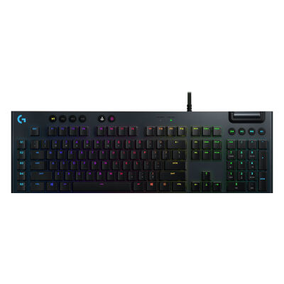 Mechanische Gaming-Tastatur / 22mm Gesamthöhe / LIGHTSYNC RGB - anpassbare RGB-Beleuchtung / 5 spezielle G-Tasten / Spezielle Multimedia-Bedienelemente und kantenloses Lautstärkerad