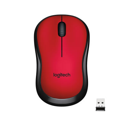 Logitech M220 Silent Maus, kabellos, schwarz-rot