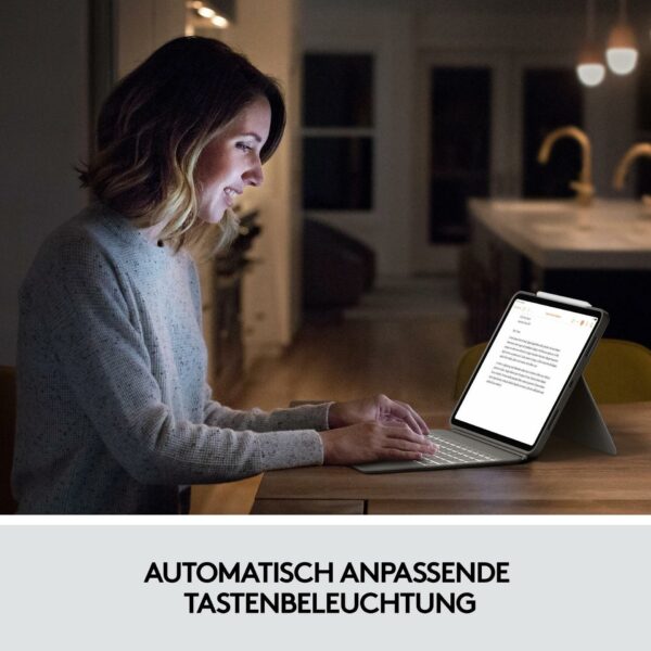 Kurzinfo: Logitech Combo Touch - Tastatur und Foliohülle - mit Trackpad - hintergrundbeleuchtet - Apple Smart connector - AZERTY - Französisch - Sand - für Apple 27