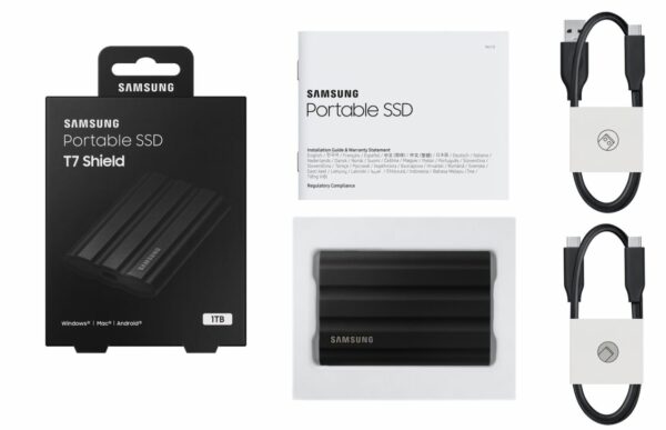 Kurzinfo: Samsung T7 Shield MU-PE1T0S - SSD - verschlüsselt - 1 TB - extern (tragbar) - USB 3.2 Gen 2 (USB-C Steckverbinder) - 256-Bit-AES - Schwarz Gruppe Festplatten Hersteller Samsung Hersteller Art. Nr. MU-PE1T0S/EU Modell T7 Shield MU-PE1T0S EAN/UPC 8806092968424 Produktbeschreibung: Samsung T7 Shield MU-PE1T0S - SSD - 1 TB - USB 3.2 Gen 2 Typ Solid State Drive - extern (tragbar) Kapazität 1 TB Hardwareverschlüsselung Ja Verschlüsselungsalgorithmus 256-Bit-AES Schnittstelle USB 3.2 Gen 2 - USB-C Datenübertragungsrate 10