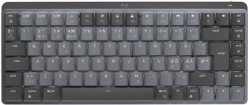 Logitech Master Series MX Mechanical Mini – Tastatur – hinterleuchtet – kabellos – Bluetooth LE – QWERTY – Nordisch (Dänisch/Finnisch/Norwegisch/Schwedisch) – Tastenschalter: Clicky – Graphite