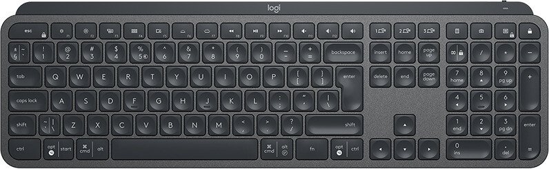 Logitech MX Keys – Tastatur – hinterleuchtet – Bluetooth, 2.4 GHz – QWERTY – USA International – Graphite