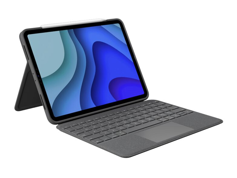 Logitech Folio Touch, Tastatur-Case für iPad Pro (11″), Trackpad, QWERTZ, grau