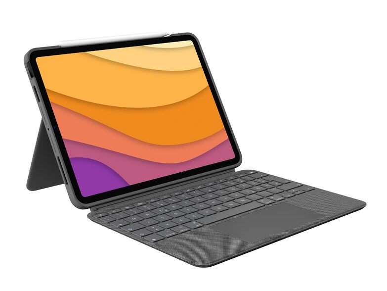 Logitech Combo Touch, Tastatur-Case mit Trackpad f. iPad 11″, QWERTZ, grau