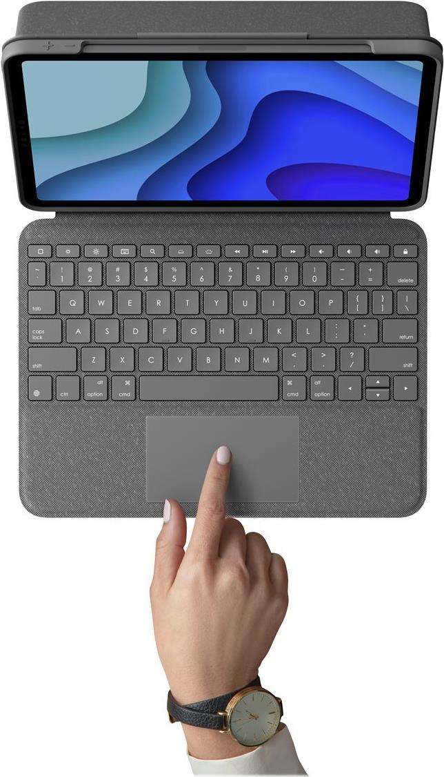 Logitech Folio Touch – Tastatur und Foliohülle – mit Trackpad – hinterleuchtet – Apple Smart connector – QWERTZ – Schweiz – Graphite – für Apple 27,90cm (11)  iPad Pro (1. Generation, 2. Generation)