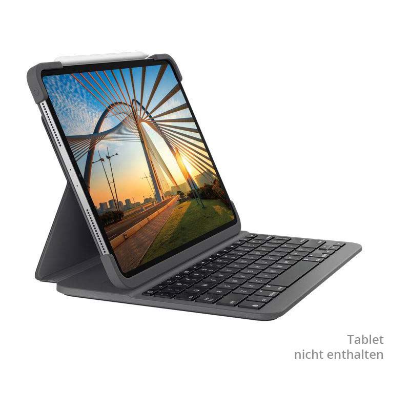 Logitech Slim Folio Pro – Tastatur und Foliohülle – hintergrundbeleuchtet – kabellos – Bluetooth LE – German QWERTZ – für Apple 12.9 iPad Pro