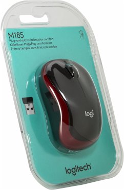 Logitech M 185 Cordless Notebook Mouse USB schwarz / rot