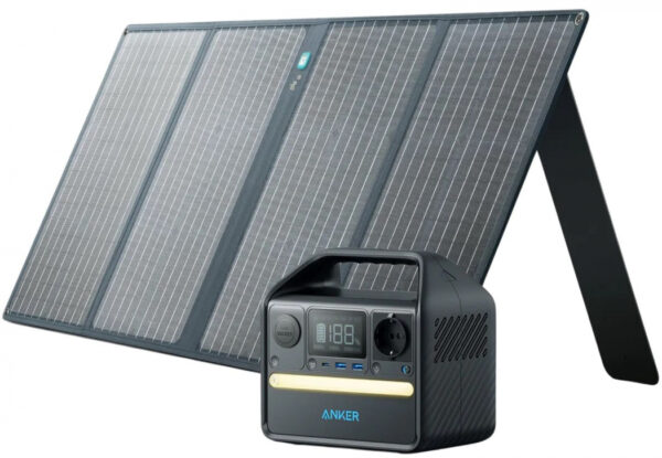 Die Anker PowerHouse 521 inkl. Anker Solar Panel 625 (100W Panel) ist die perfekte Lösung für Camping und Notfälle. Produktbilder zeigen optionales Zubehör und Anwendungsbeispiele.