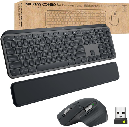 Logitech MX Keys Combo for Business – Tastatur-und-Maus-Set – hinterleuchtet – kabellos – Bluetooth LE – QWERTY – GB – Graphite